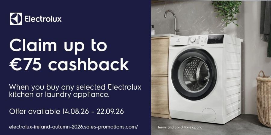 Get up to €75 Cashback on Electrolux Laundry & Kitchen appliances